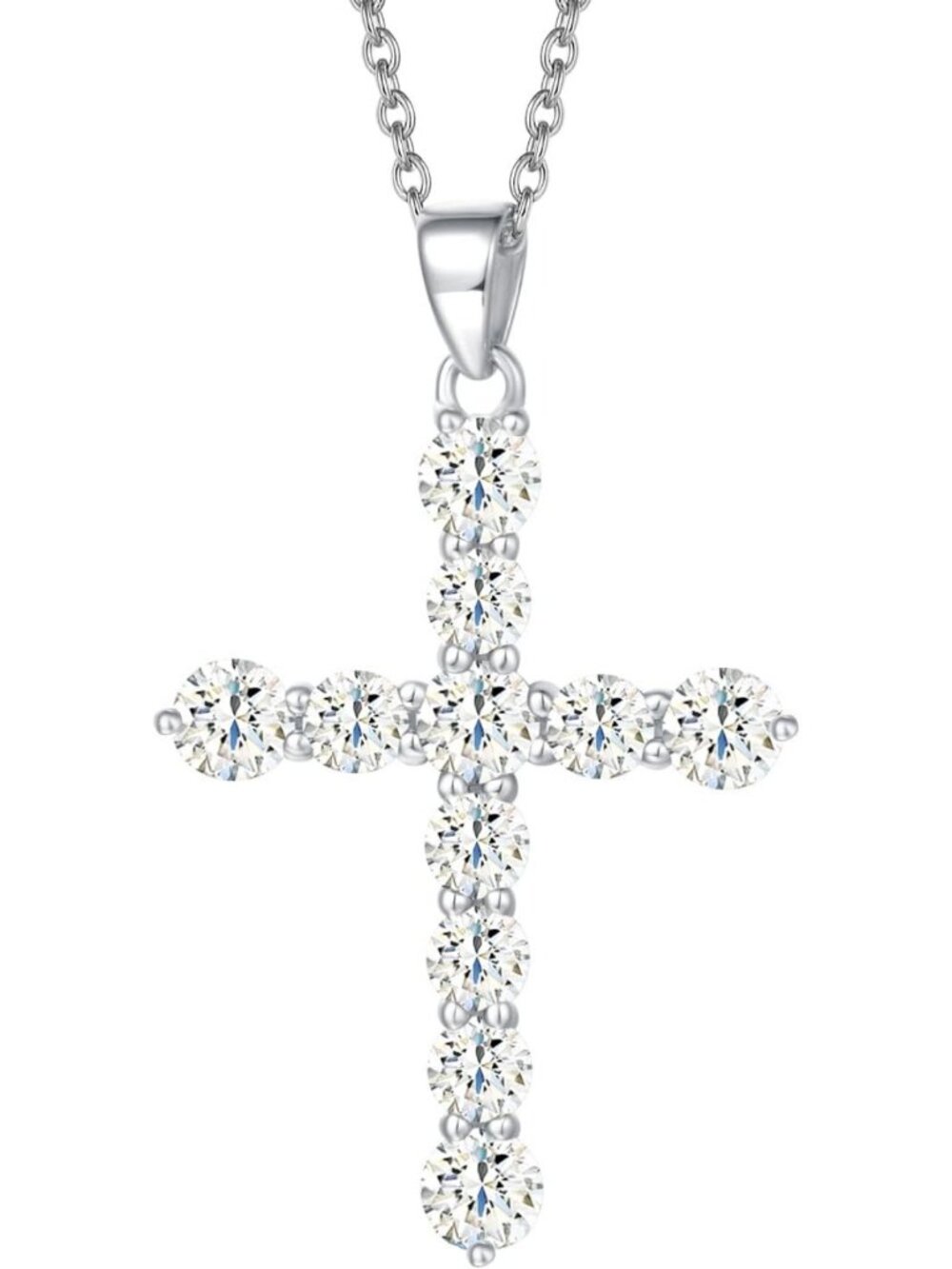 Elegant Gold Plated Cross Necklace for Women, CZ Simulated Diamond Pendant, 18